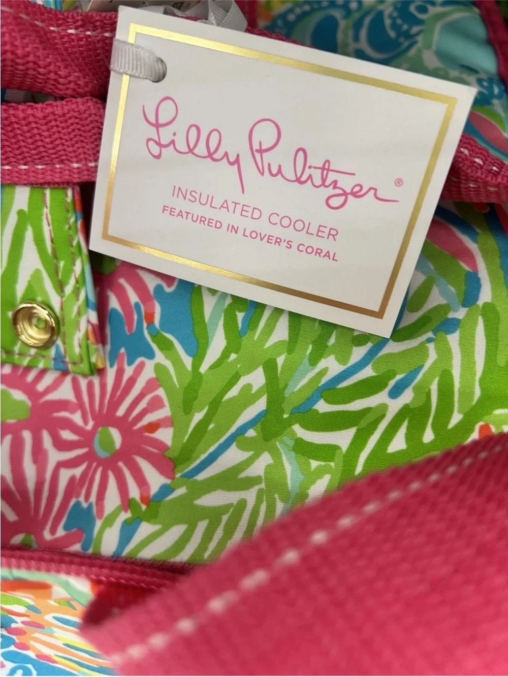 Lilly Pulitzer | Floral Insulated Cooler Lovers Coral Pink Shoulder Strap
